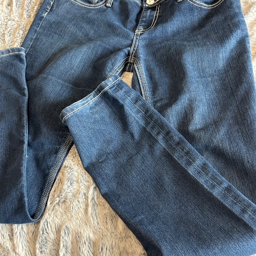 Vigoss Studio The Pacific Bootcut Jeans - Dark Wash with Signature V Embroidery